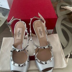 Valentino Silver Studded Women's Sandals